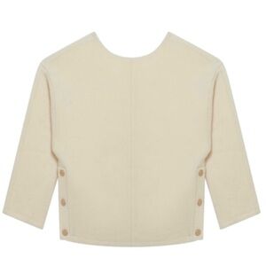 Rosae Paris Pull Le Dany Wool Side Buttons Cream Fuzzy Top Boxy